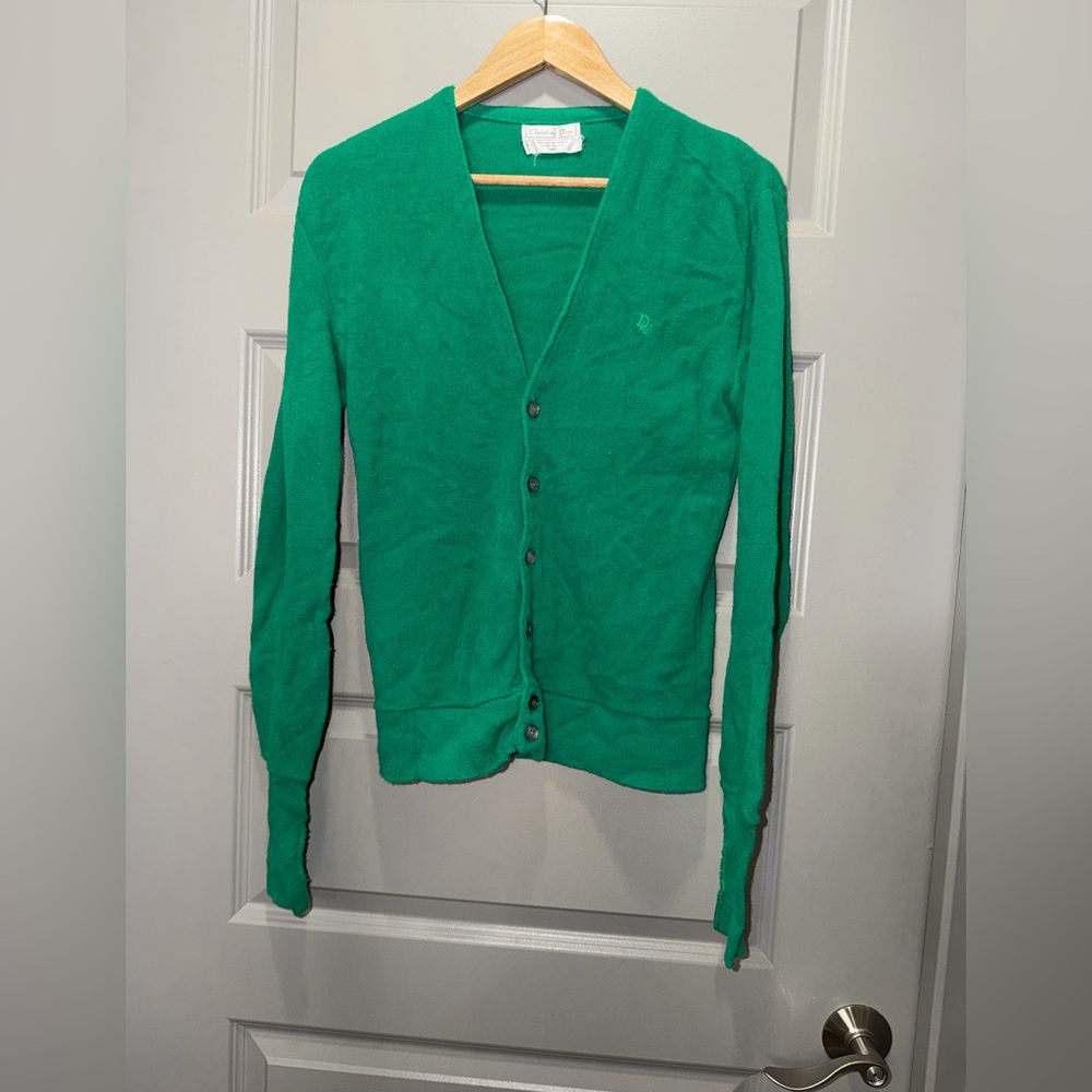 Dior Men's Green Cardigan Sweater